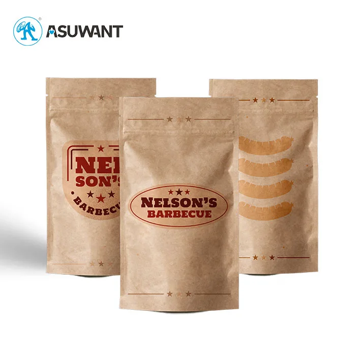 Recyclable Kraft Paper Stand Up Bags 100% Biodegradable Flower Seeds Dried Fruit Bags
