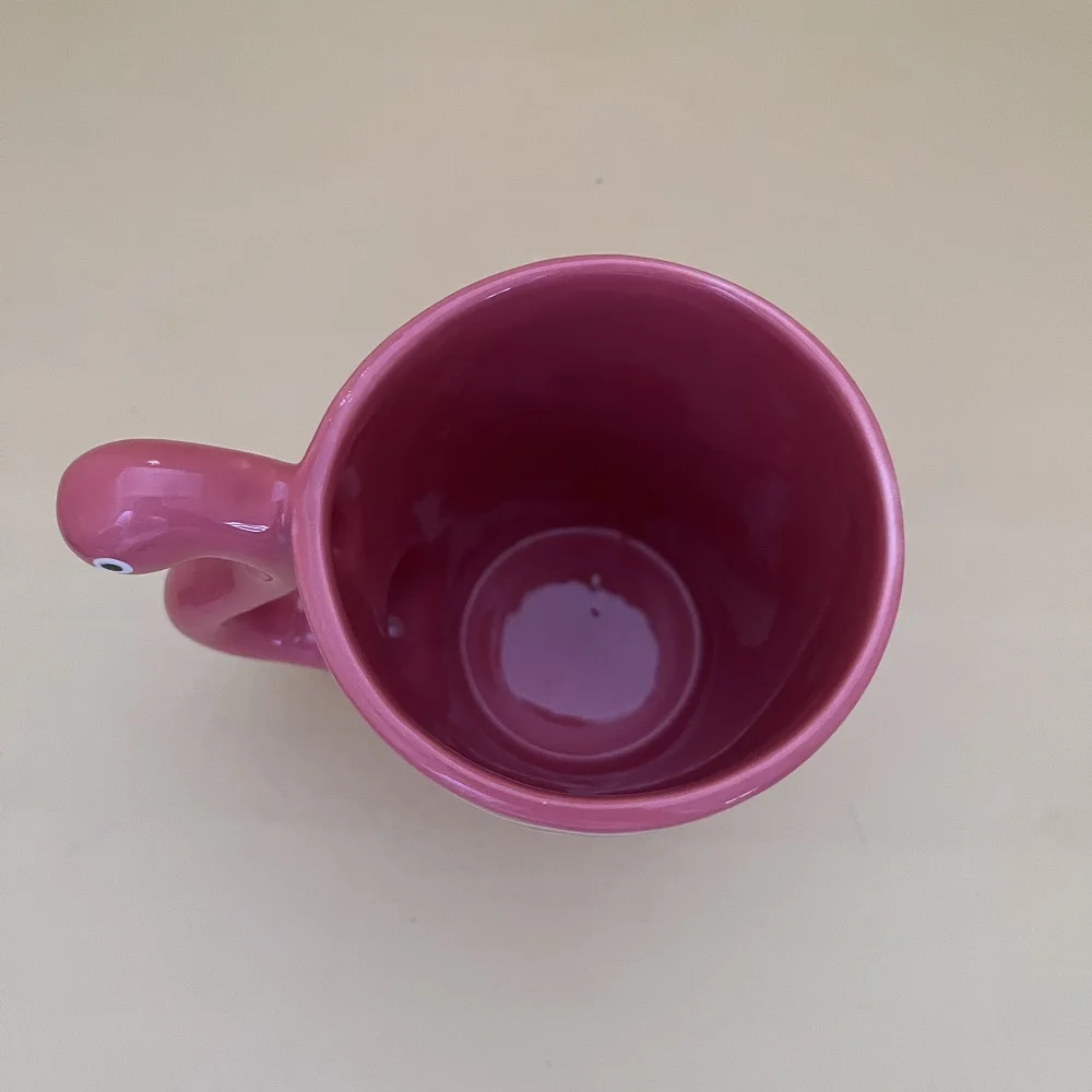 Custom ceramic cute 3d animal face flamingo shaped coffee mugs