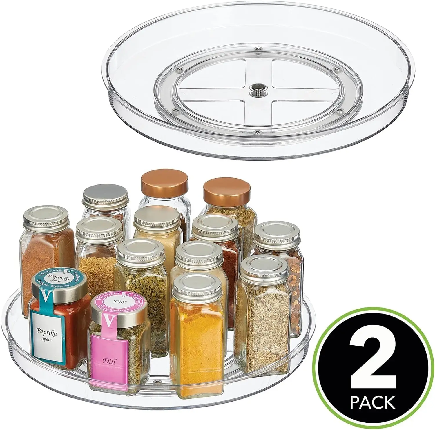 Round PET Plastic Lazy Susan Multifunction Turntable for Pantry Countertop Table Fridge Spice Rack Storage Container Bins