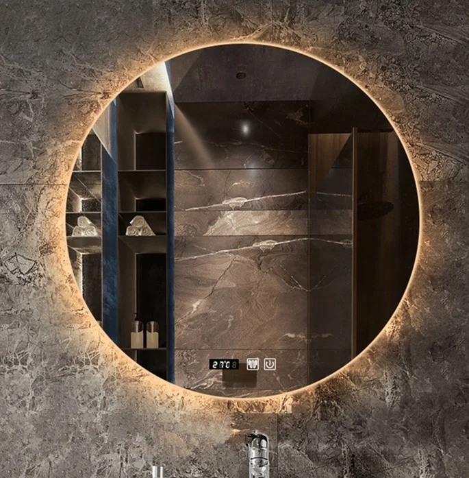 Custom Modern Bathroom Wall Mounted illuminated Smart Led Mirror With Time Display