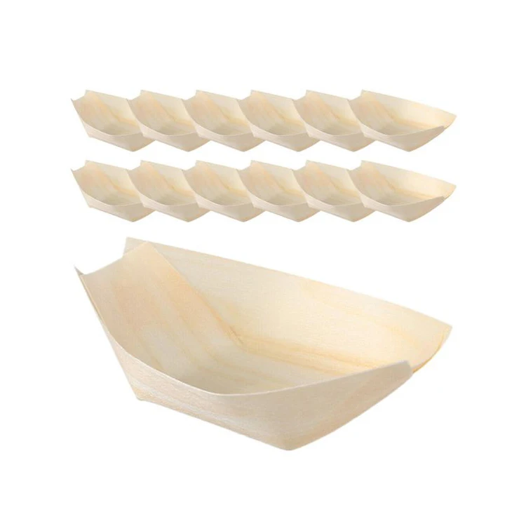 Shende Customized Different Size Japanese Disposable Orginal Wooden Sushi Boat Restaurant Plates For Food