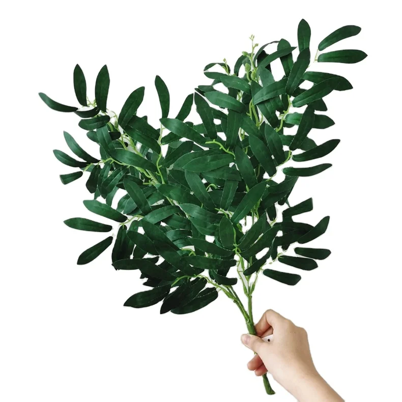 Artificial leaves stems branches plastic eucalyptus leaves pick plastic faux greenery plant branches