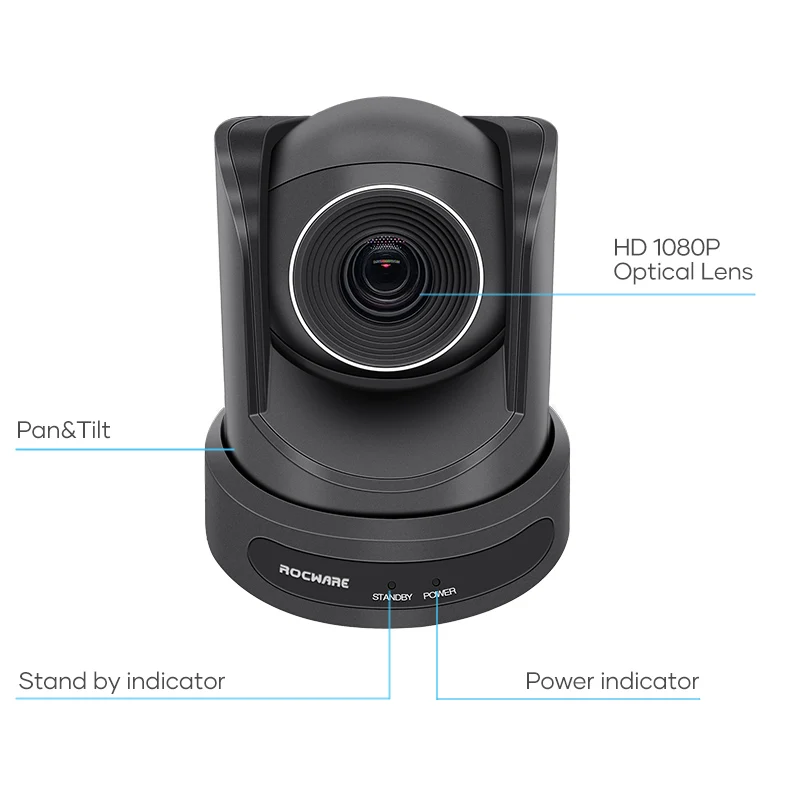 Rocware 1080P Ptz Camera For Broadcasting Education System Integration 1/2.8inch CMOS 10X 16X for conference system