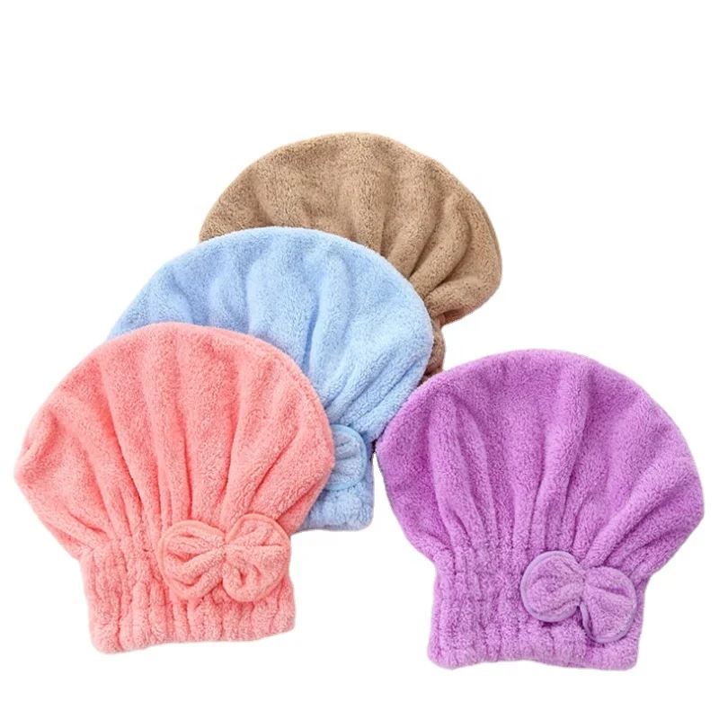 Shower Cap for Women Hair Cap Microfibre Quick Hair Drying Bath Spa Bowknot Wrap Towel Hat Cap for Bath Bathroom