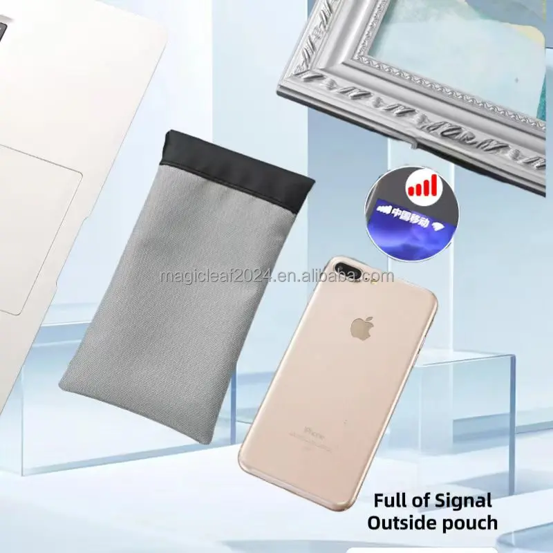 Curl up magnetic opening Faraday phone pouch signal blocking prevent disturbance phone pouch