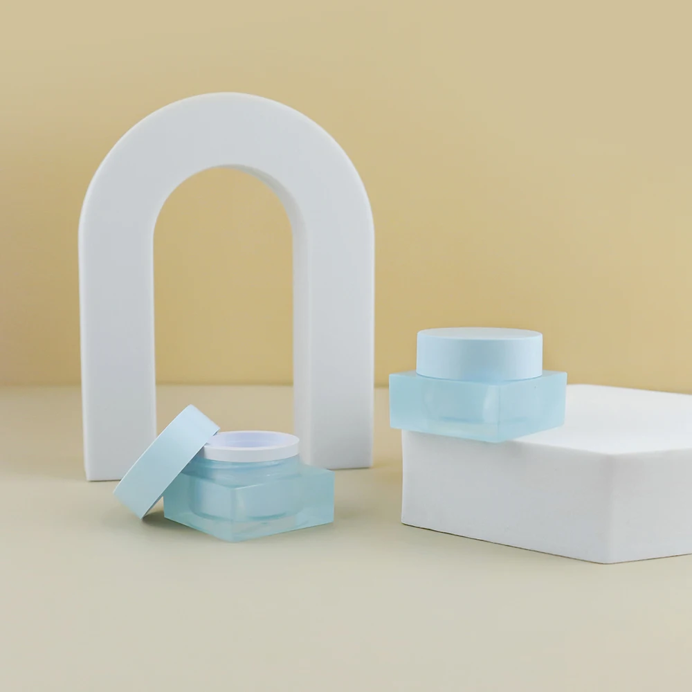 Acrylic Dip Powder Empty Square Cosmetic Nail Polish Bottle Jars Double Wall Cream Jar Acrylic Luxury Skin Care Jar