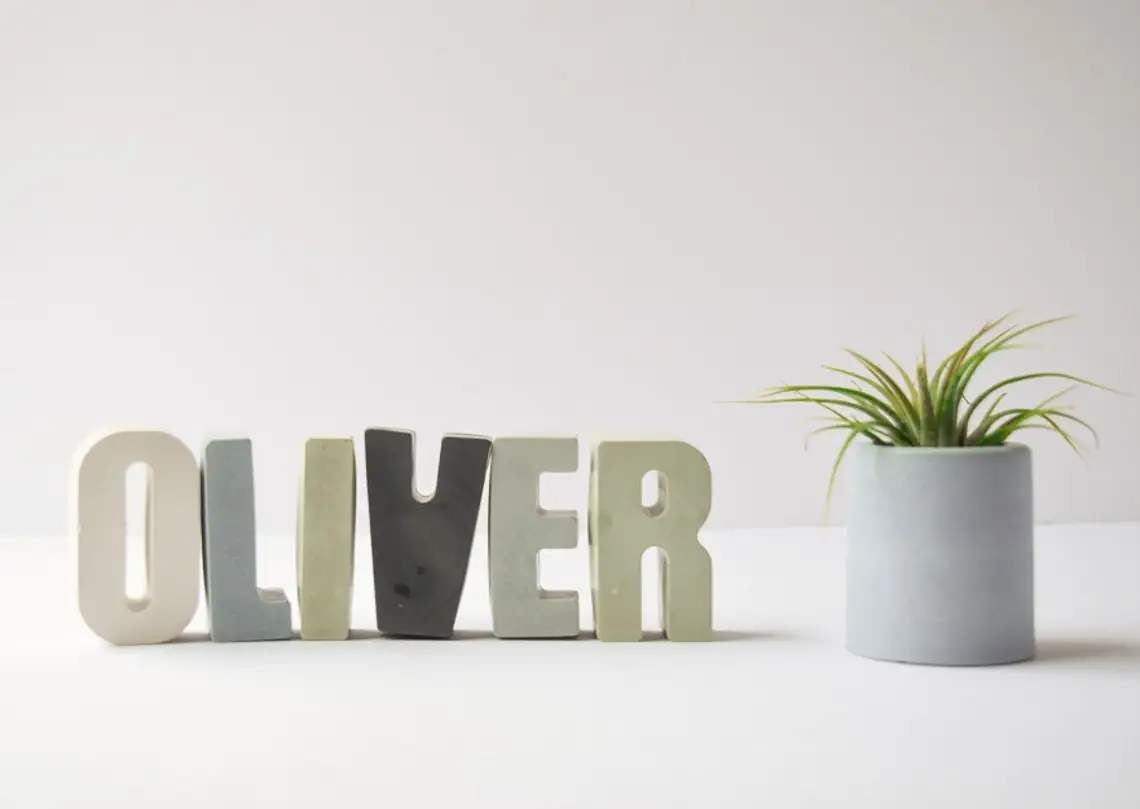 modern home decor cement name letters concrete nursery name sign for kids baby room decor