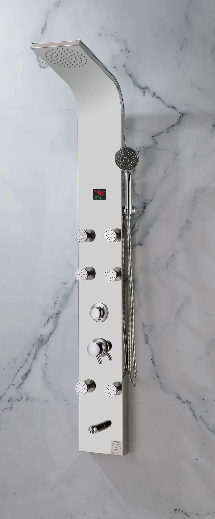 Temperature Display Waterproof Massaging Shower Panels Digital Shower Control Panel with Six Massage Jets