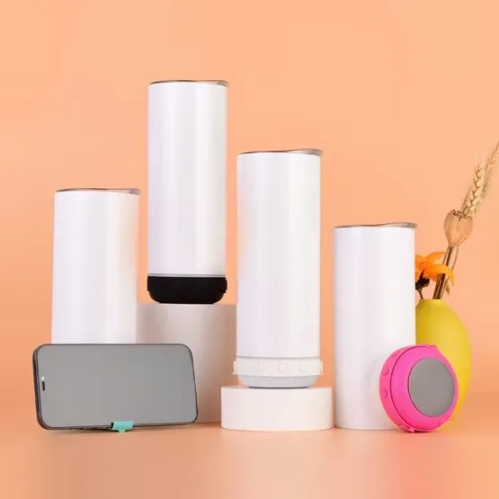 Custom Smart Stereo Coffee Thermos Cup Stainless Steel Wireless Sound Bluetooth Tumbler Music Player Vacuum Mug With Straw