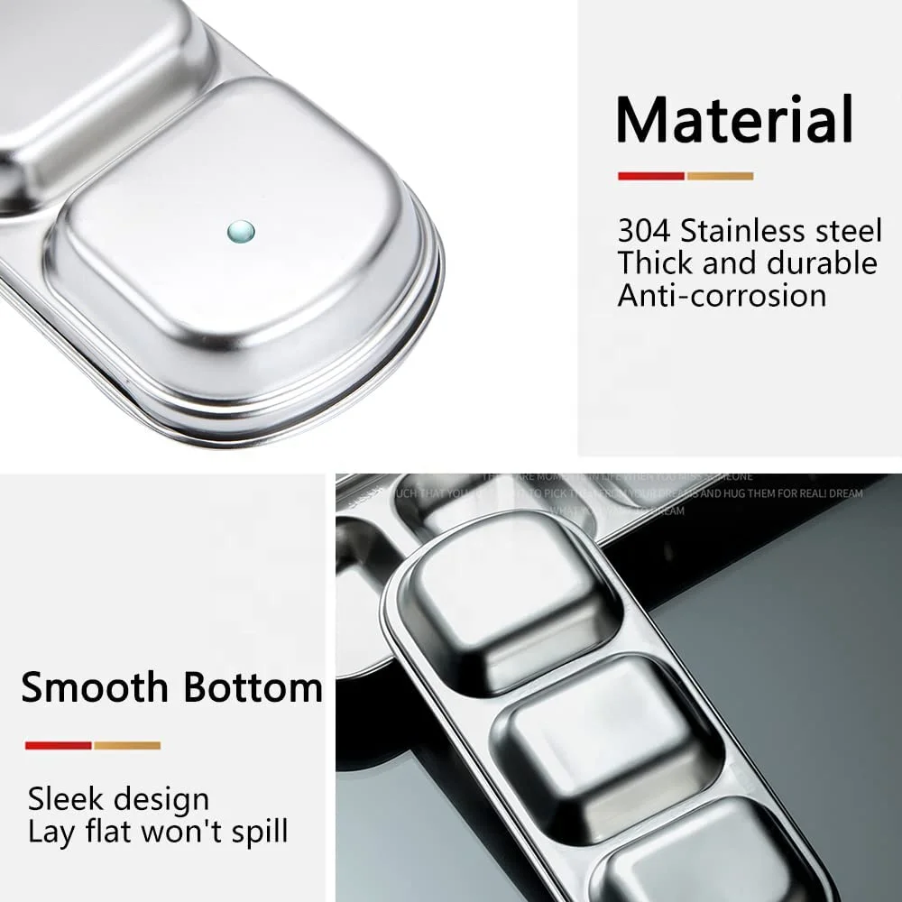 Stainless Steel Sauce Dish Multi Grid Spices Flavor Condiment Dip Bowl Korean BBQ Seasoning Plate Vinegar Soy Sauce Dish