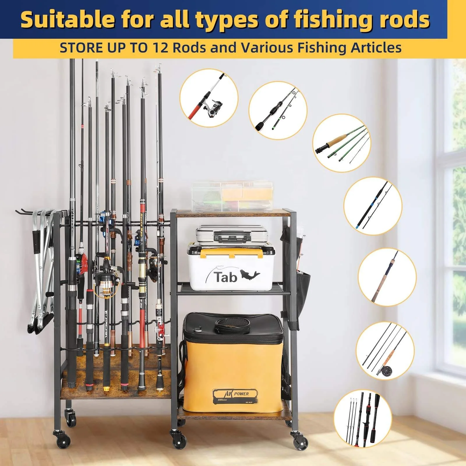 Century Factory Wholesales Customized retail shop Fishing Gear Equipment Storage Organizer fishing rod   display rack