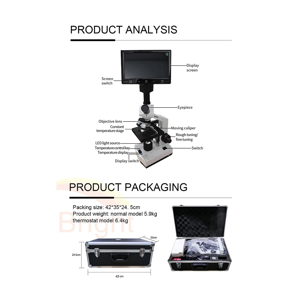 Factory Supply Cheap Vet Microscope Professional Veterinary Microscope With Display