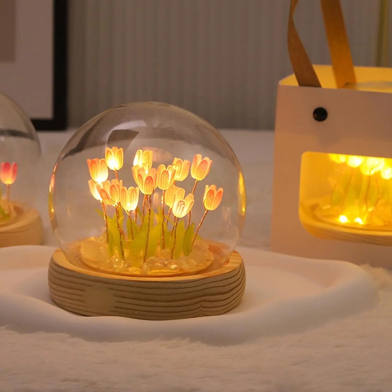 Forever Preserved Eternal Flower Love Fake Tulip DIY Valentines Mothers Day Gifts Birthday Gift Glowing LED Night Light Lamp
