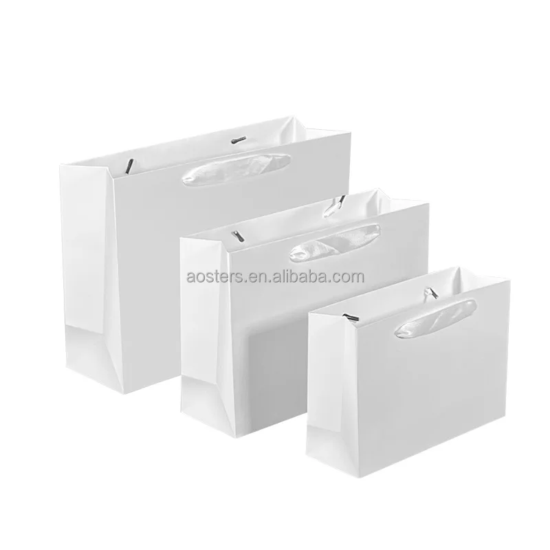Custom size wholesale gift bag manufacturers white gift kraft paper shopping bags with logo with handle for business