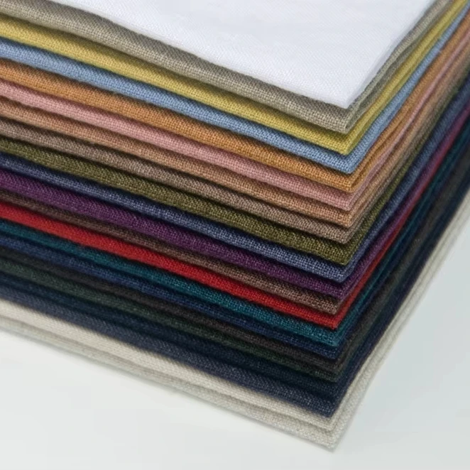 #8513 Sample order stocks linen fabric washed french pure linen yarn dyed linen fabric