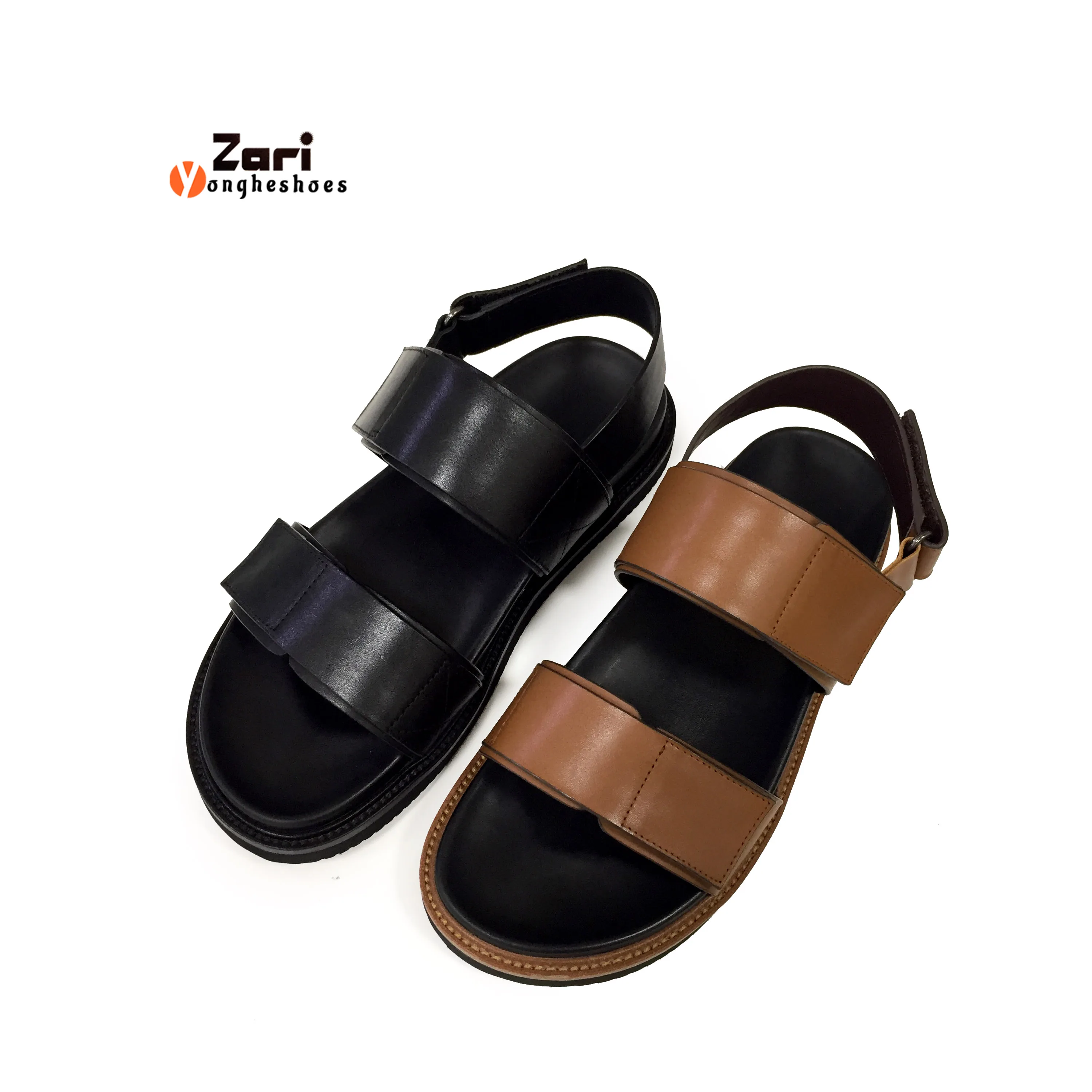 Zari Leather Summer Beach Sandals For Men Outdoor Flat Shoes Breathable Casual Eva Slippers