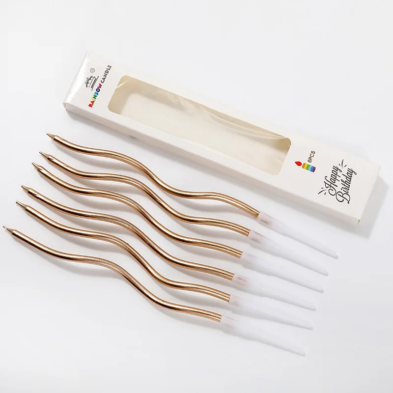 Simple Birthday baking crafts Candle curves Metallic colored candles Wedding Birthday party Candle cake decoration