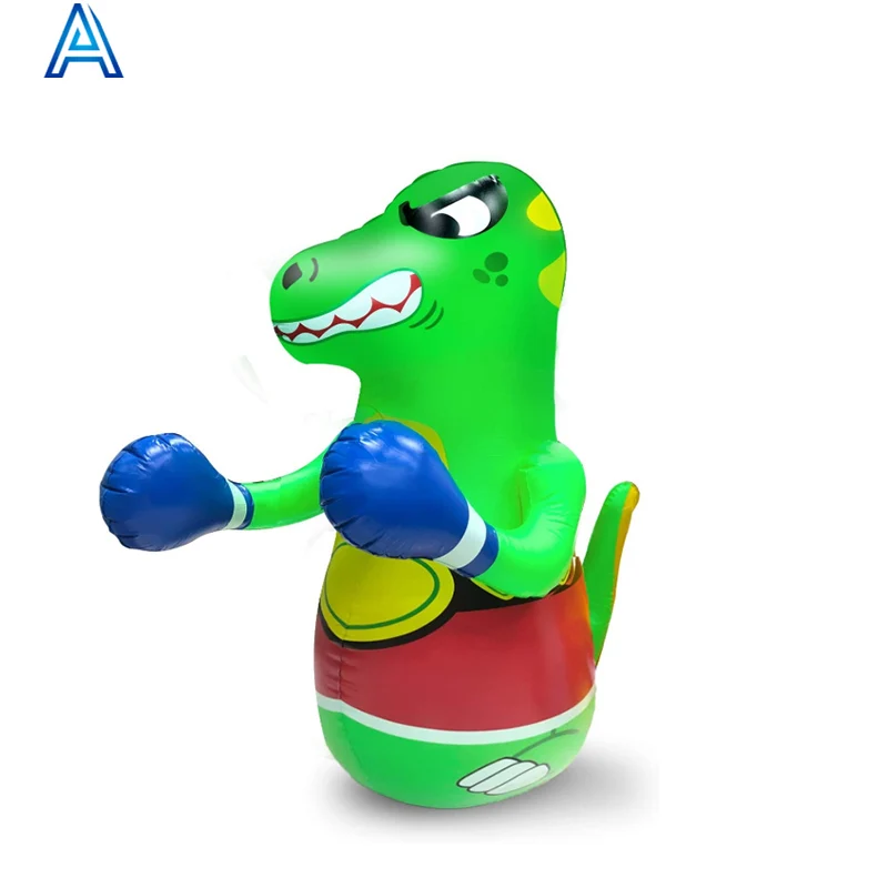 Cute cartoon design eco-friendly vinyl PVC air blow inflatable dinosaur bop bag punching bag boxing boxer bag