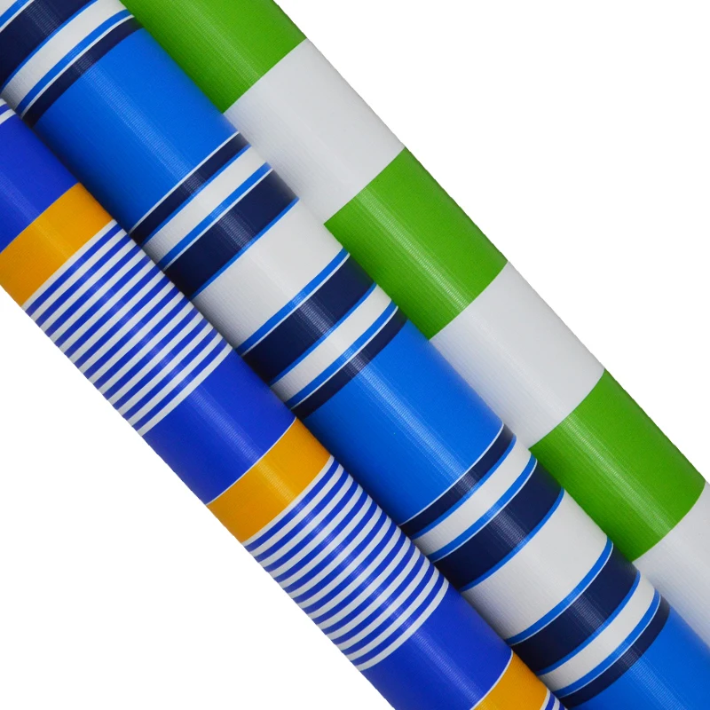 Anti-uv outdoor pvc tarps printed stripe pvc tarpaulin for awning for tent