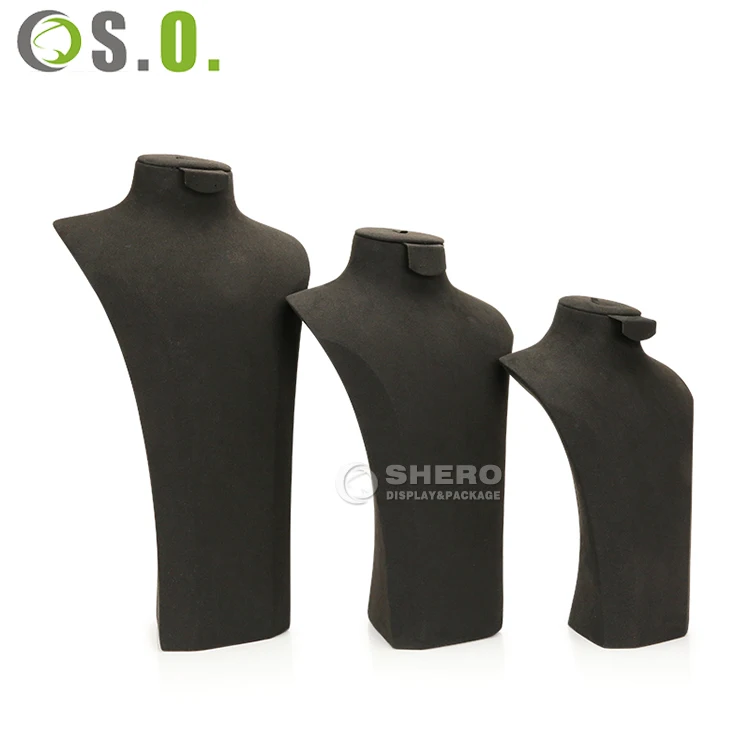 Hot sale necklace holder display stand velvet jewelry stands for long necklace display bust