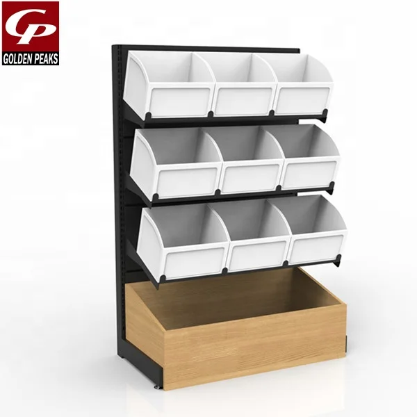 Custom Size Design Material Shelves Supermarket gondola Candy shelf display rack Shelving Supermarket Wood Snack Shelves 03