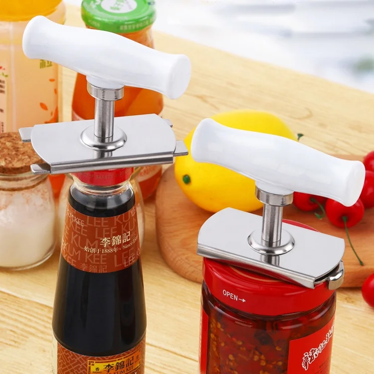 High-quality easy to grip good hands-free hands-free easy to unscrew manual screw seal  adjustable white can opener