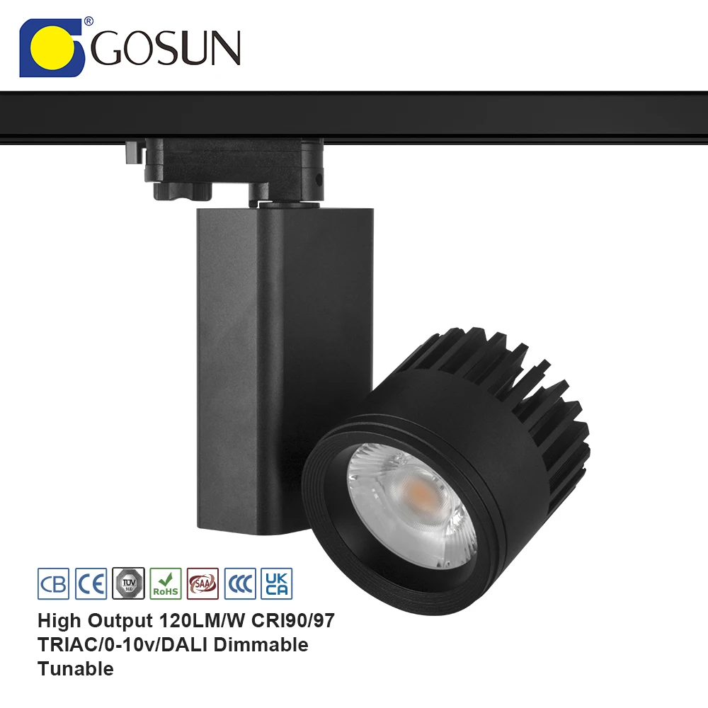 GOSUN 5-year Warranty Aluminum Material High Output 100-120lm/W Anti-glare Flicker Free 20W LED Track Light