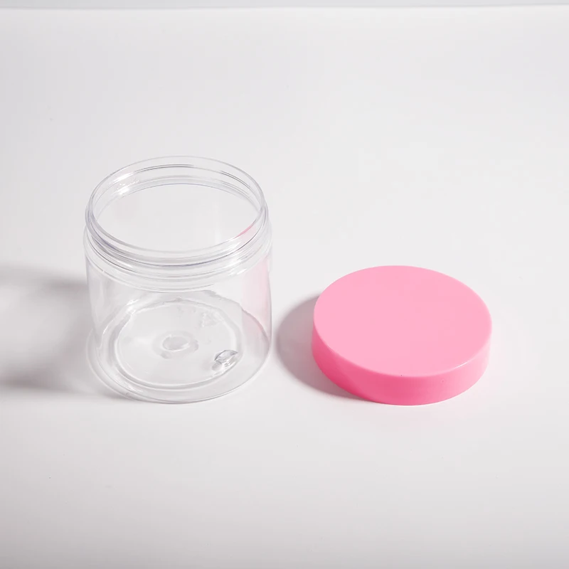 8 Oz Clear Plastic Body Cream Containers With Pink Lid Refillable Round Container Cosmetic Travel Container For Body Scrub