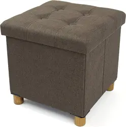 15inch Sturdy Cube Ottoman with Storage Foldable Storage Ottoman with Legs for Bedroom Fabric Folding Storage Stool
