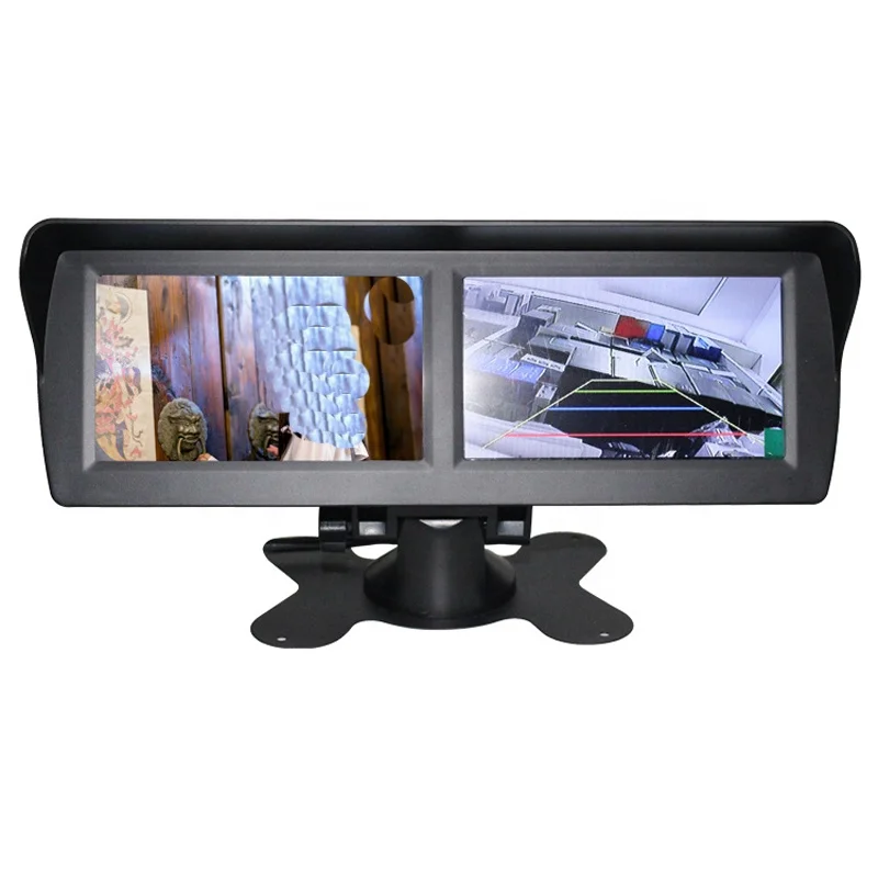 4.3 Inch Dual HD Screen Display Car Rear View Monitor Interior Mirror Monitor For View Camera 4 CH Video Input 12V-24V Rearview