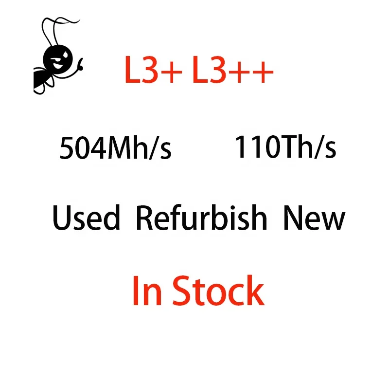 In Stock Used ASIC L3+ L7 S9 S19 Pro S17 504M/S GPU RTX GTX RX L3++ S9I S9J ASIC L3+ Asic Machine