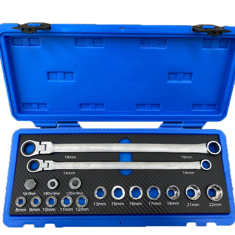 17pcs Lengthen Type Ratchet Wrench Set Multi Specification Socket Sets