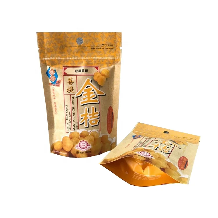 
Zip-lock snack nut coffee pouch standup kraft paper zipper bag for coffee 