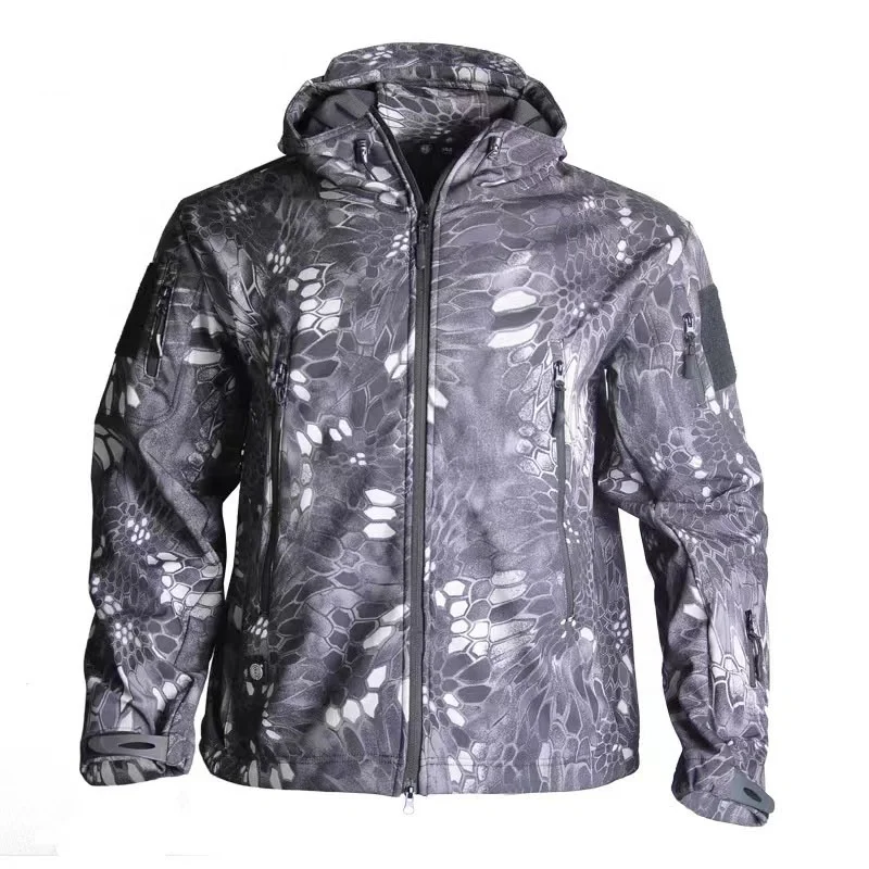 Factory Wholesale Custom Camo Hoodie Waterproof Tacticall Shark Skin Fleece Outdoor Soft Shell Jacket Uniforms stormsuit