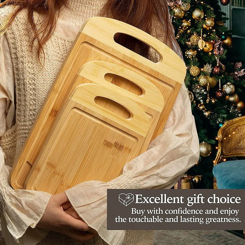 Organic Bamboo Cutting Board with Juice Groove - Kitchen Chopping Board for Meat, Cheese and Vegetable