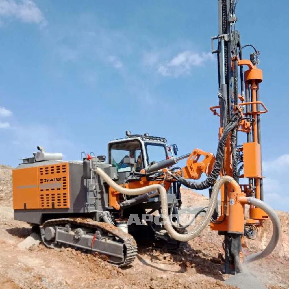 Blast Drilling Rig with Compressor and Cabin ZEGA 453T Drilling Hole diameter 90mm 138 mm DTH Hammer 4 Inch Mining Drilling Rig