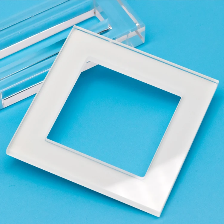 Factory custom high quality tempered glass panel glass switch panel square hole glass frame for socket