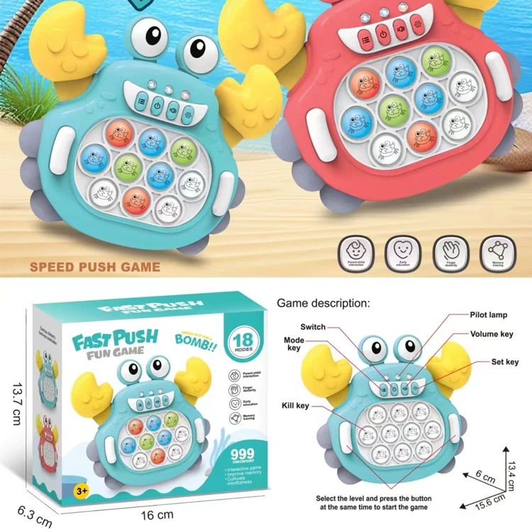 Fashion Fast Push Bubble Game Kids Educational Quick Push Crab Toys Puzzle Game Toys