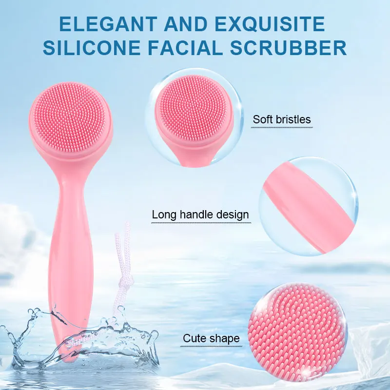 Portable Food Grade Silicone face brush cleanser Skin Exfoliating Blackhead Facial Cleansing Scrubber Soft Bristles Brushes