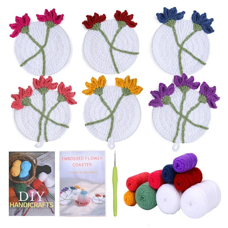 Relief Flowers Knitting Craft Diy Crochet Kit for Beginners