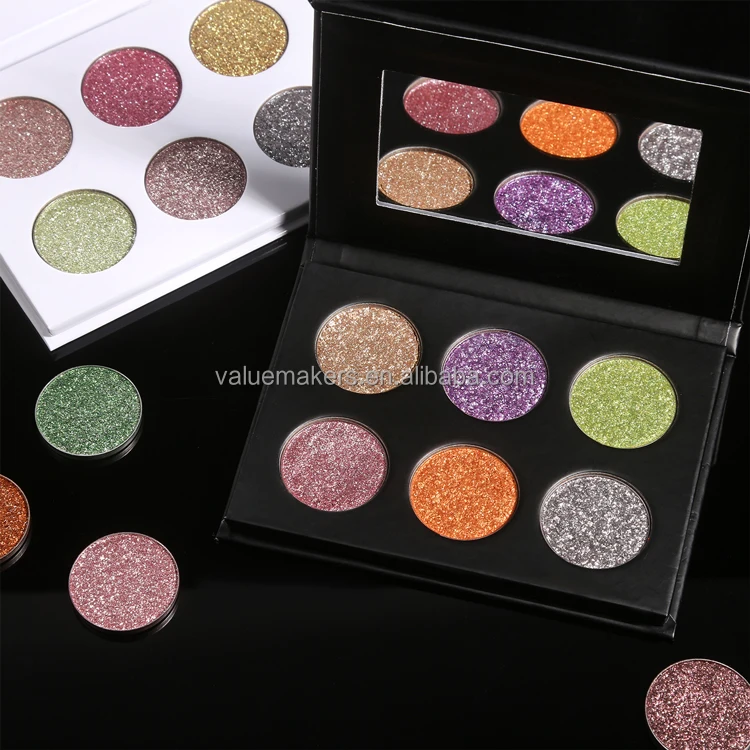 Private label 38 colors DIY eyeshadow palette 3-6 pan your own design multicolored diamond eyeshadow duochrome rainbow eyeshadow