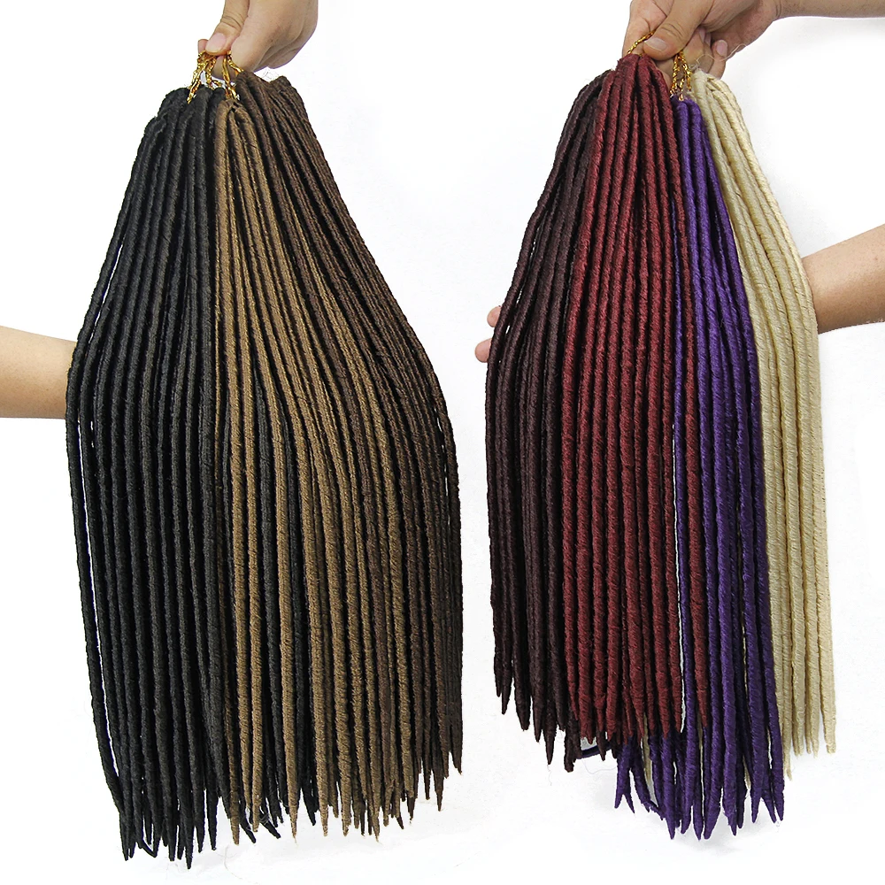 Wholesale Synthetic Braiding Hair Extensions Dreadlocks Ombre Color Soft Straight Braiding Hair Faux Locs Crochet Braids Hair