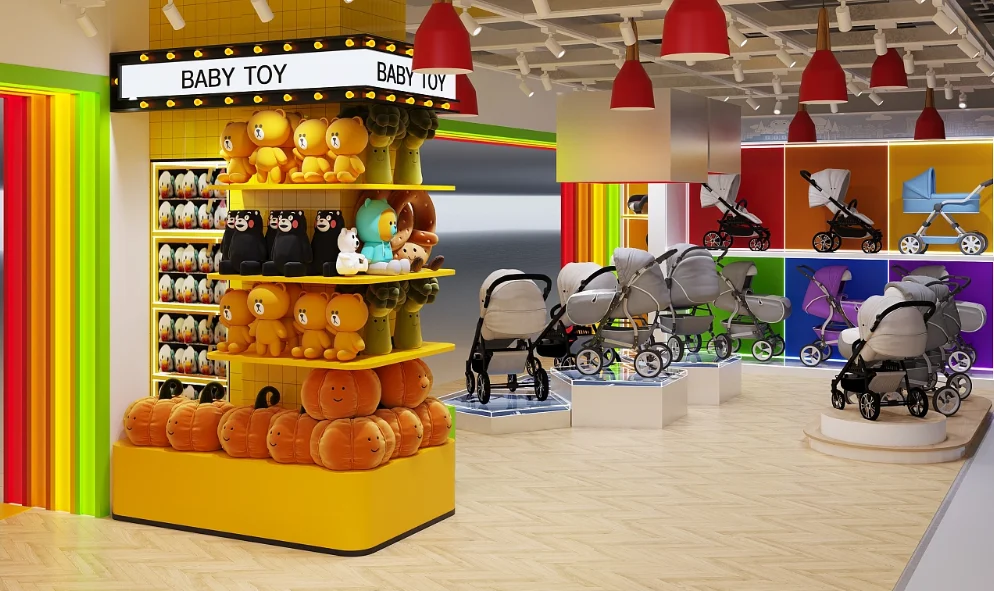 Shop Furniture Window Display Table 3D Retail Shop Toy Store Interior Design