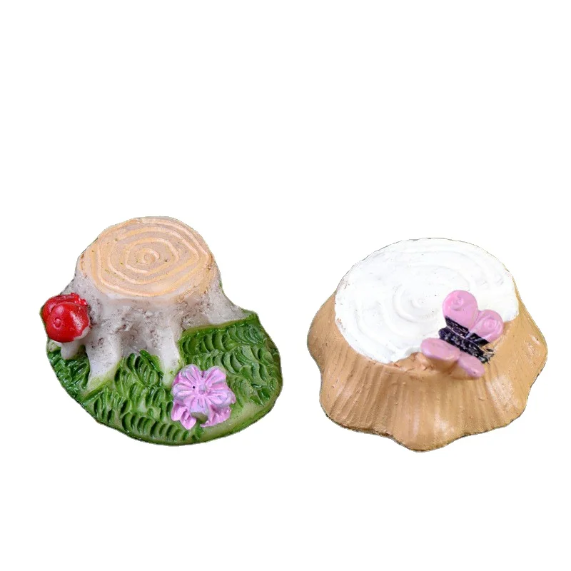 DIY Dollhouse Miniature Toy Artificial Butterfly Stump Figurine Car Sand Table Landscaping Decoration