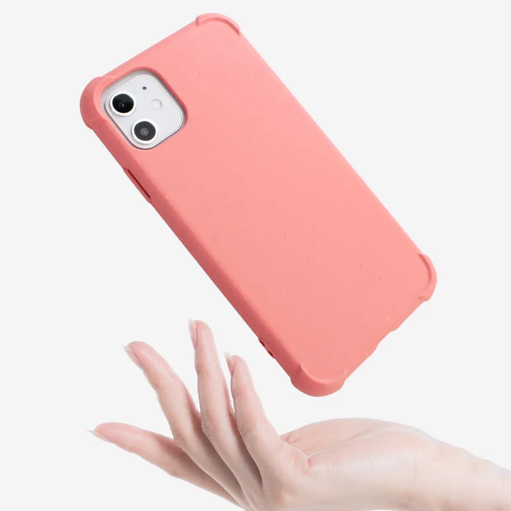 Eco Friendly Wheat Straw Cell Phone Back Cover Case Bio degradable TPU Phone Case for iPhone Recycled Mobile Cover For iPhone 12