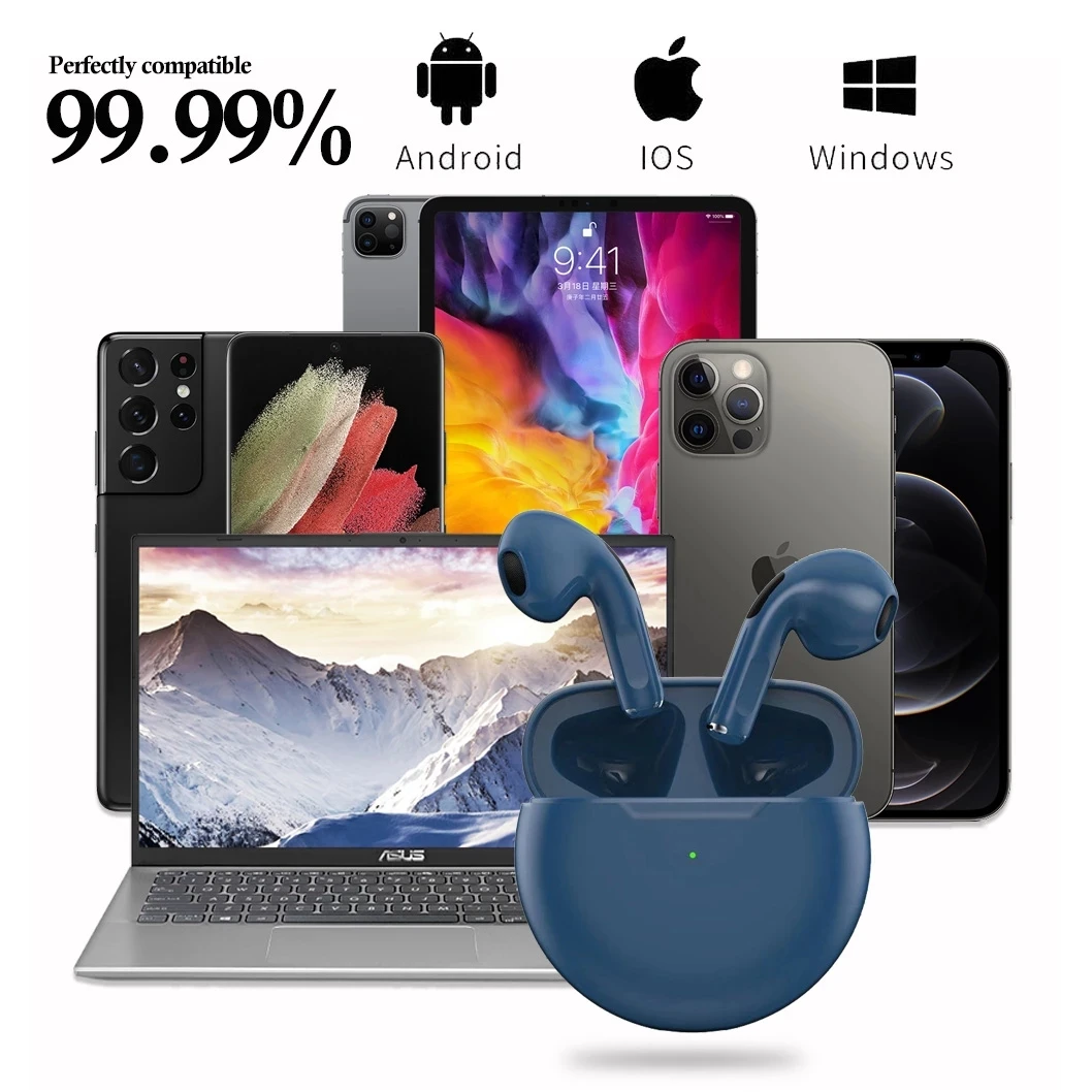 Original Pro 6 TWS Touch Control Wireless Headphones BT V5.0 Earphones Sport Earbuds Music Headset For Iphone Xiaomi phones