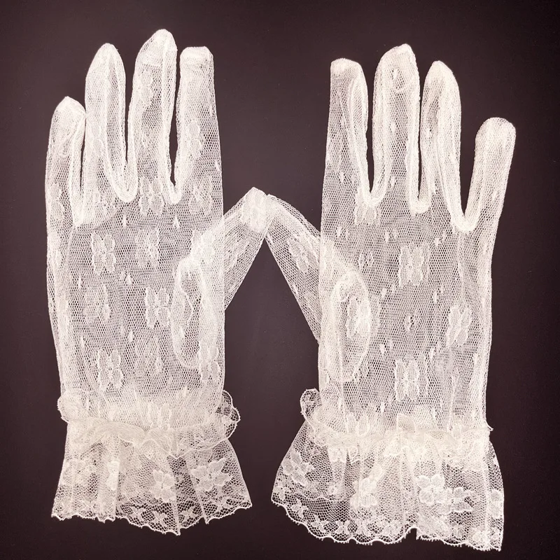 women mesh lace flower gloves wedding party bride sexy glove banquet women short flower lace gloves