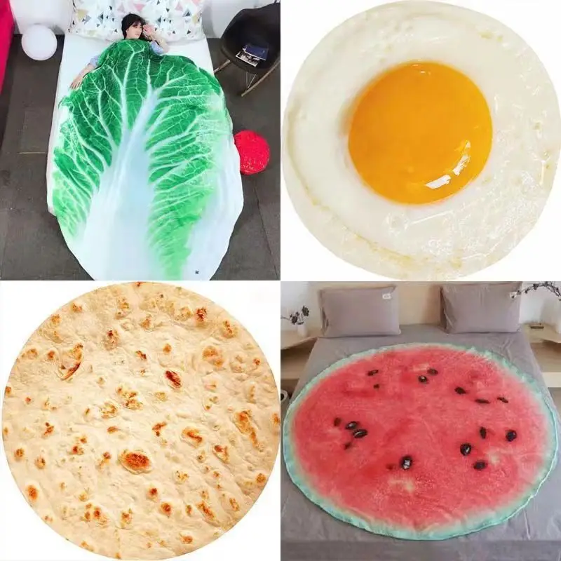 Irini Giant Fried Egg Blanket Realistic Funny Food Blanket 300GSM Giant Soft Egg Fun Cozy Round Blanket Gift for Adults and Kids