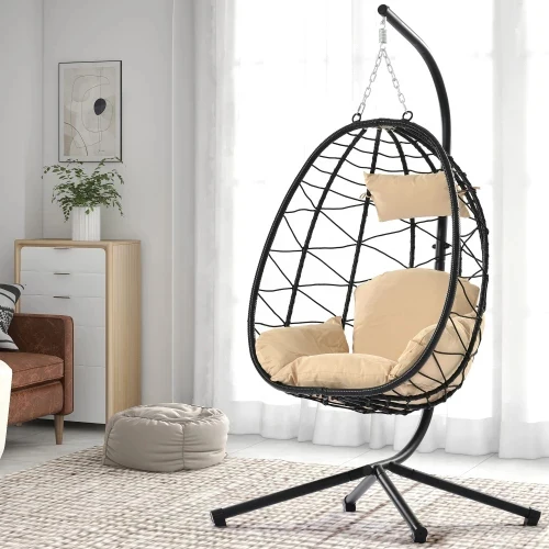 Outdoor Hanging Rattan Egg Chair Leisure Wicker Patio Swing Chair