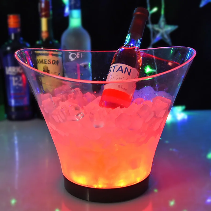 OEM Champagne custom logo Beer Wine Bottles Frozen clear rechargeable luxury wholesale colorful Led Ice Bucket